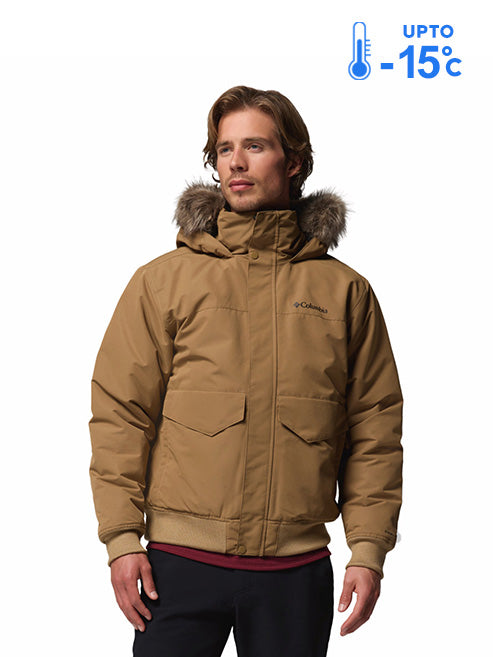 Columbia Men Brown Omni-Heat Inifnity Cape Ridge Hooded Bomber Jacket