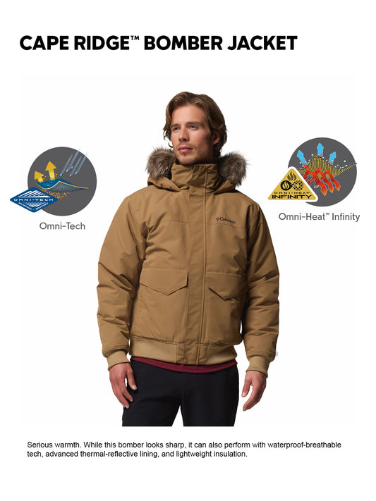 Columbia Men Brown Omni-Heat Inifnity Cape Ridge Hooded Bomber Jacket