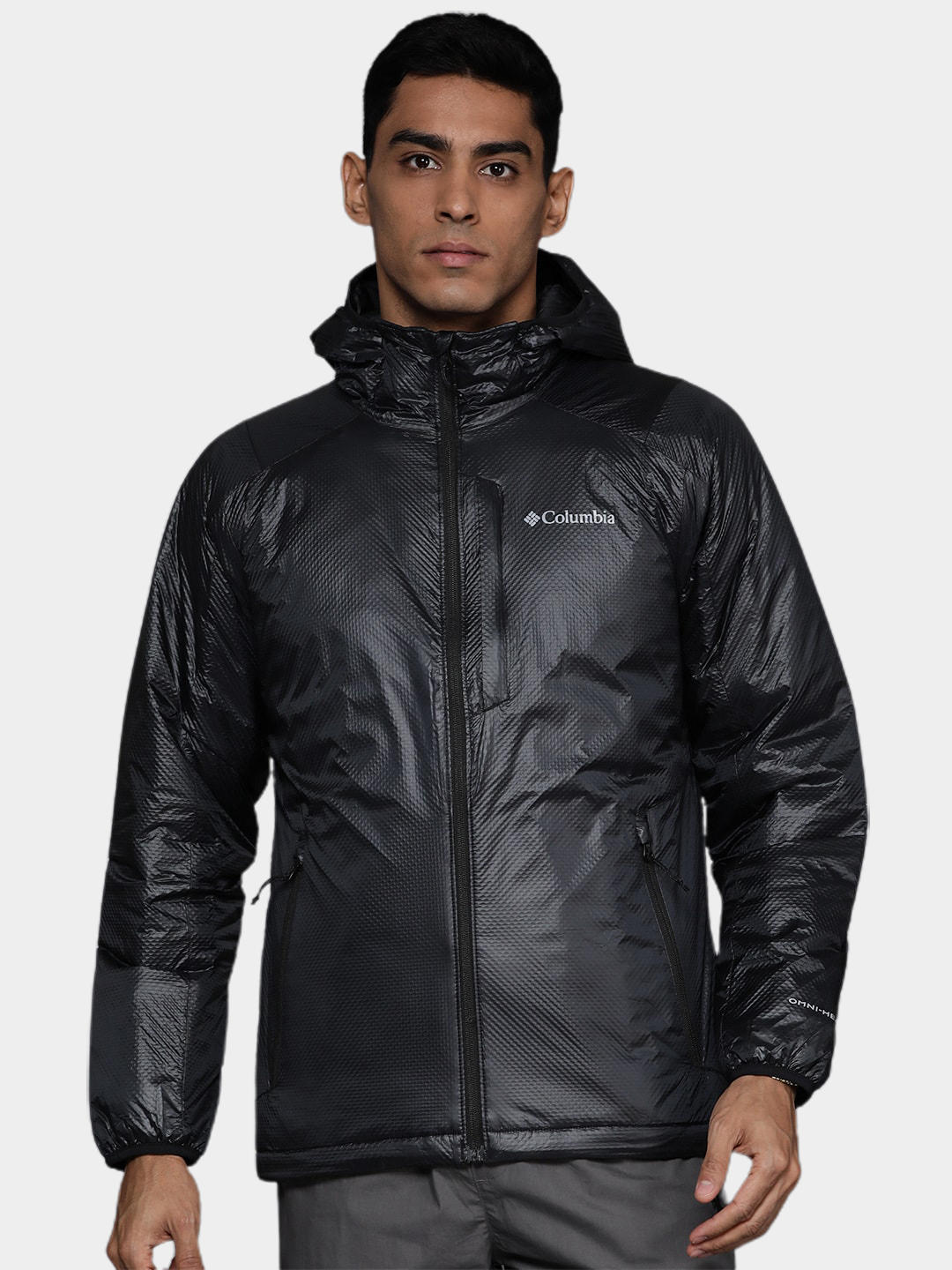 A Men Wearing Columbia Men Black Arch Rock Double Wall Elite Hooded Jacket