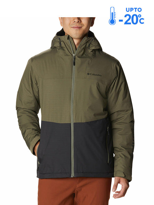Columbia Men Green Omni-Heat Reflective Point Park Hooded Down Jacket