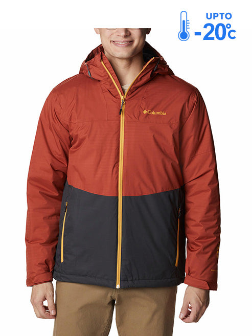 Columbia Men Orange Omni-Heat Reflective Point Park Hooded Down Jacket