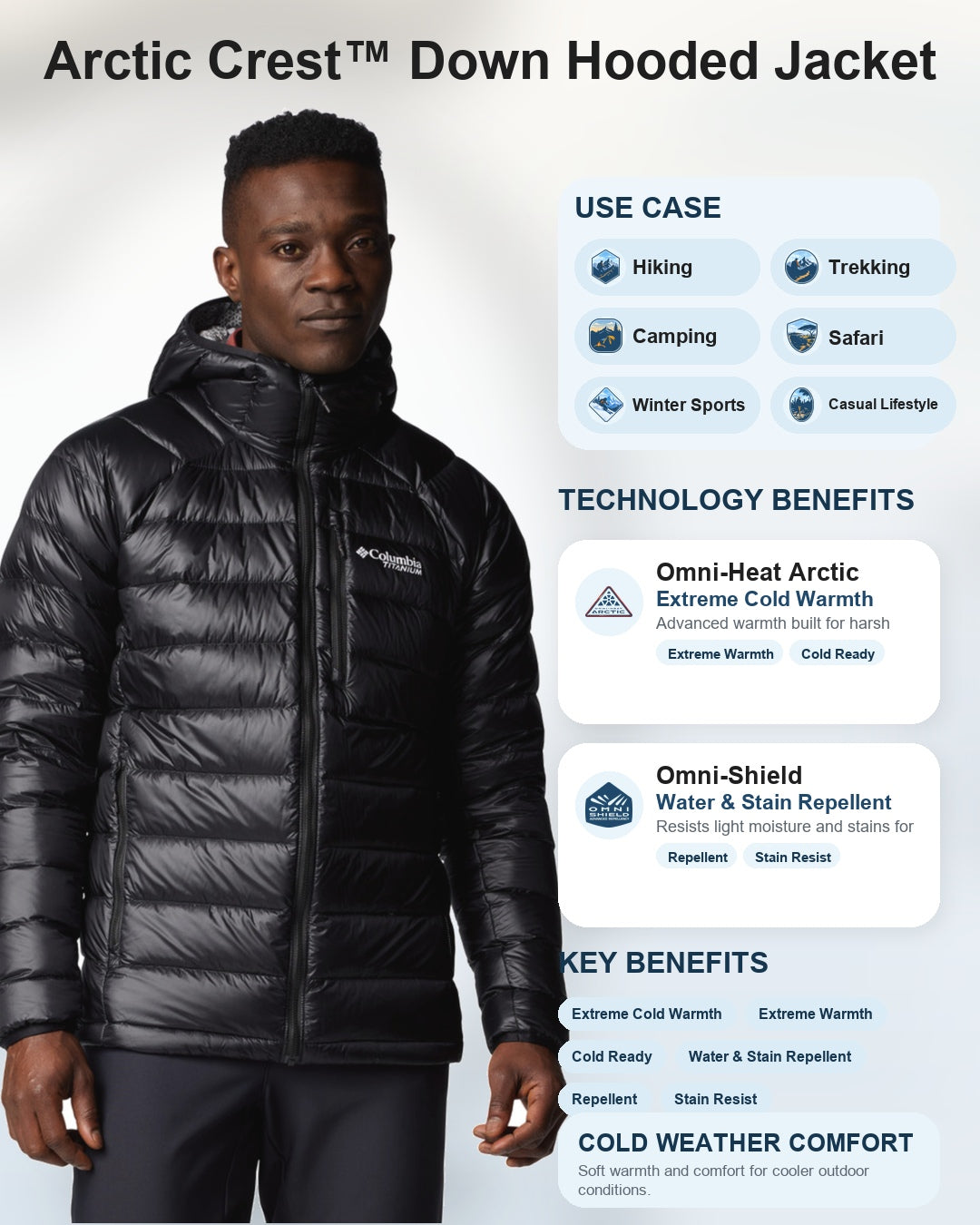 men black omni heat arctic arctic crest down jacket