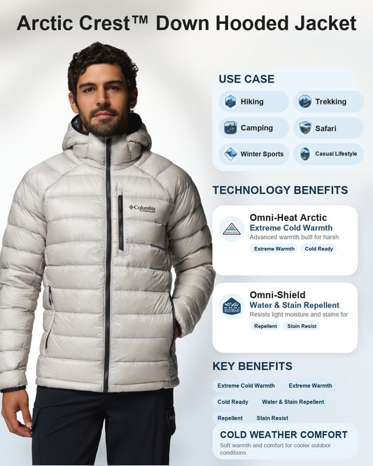 men grey omni heat arctic arctic crest down jacket