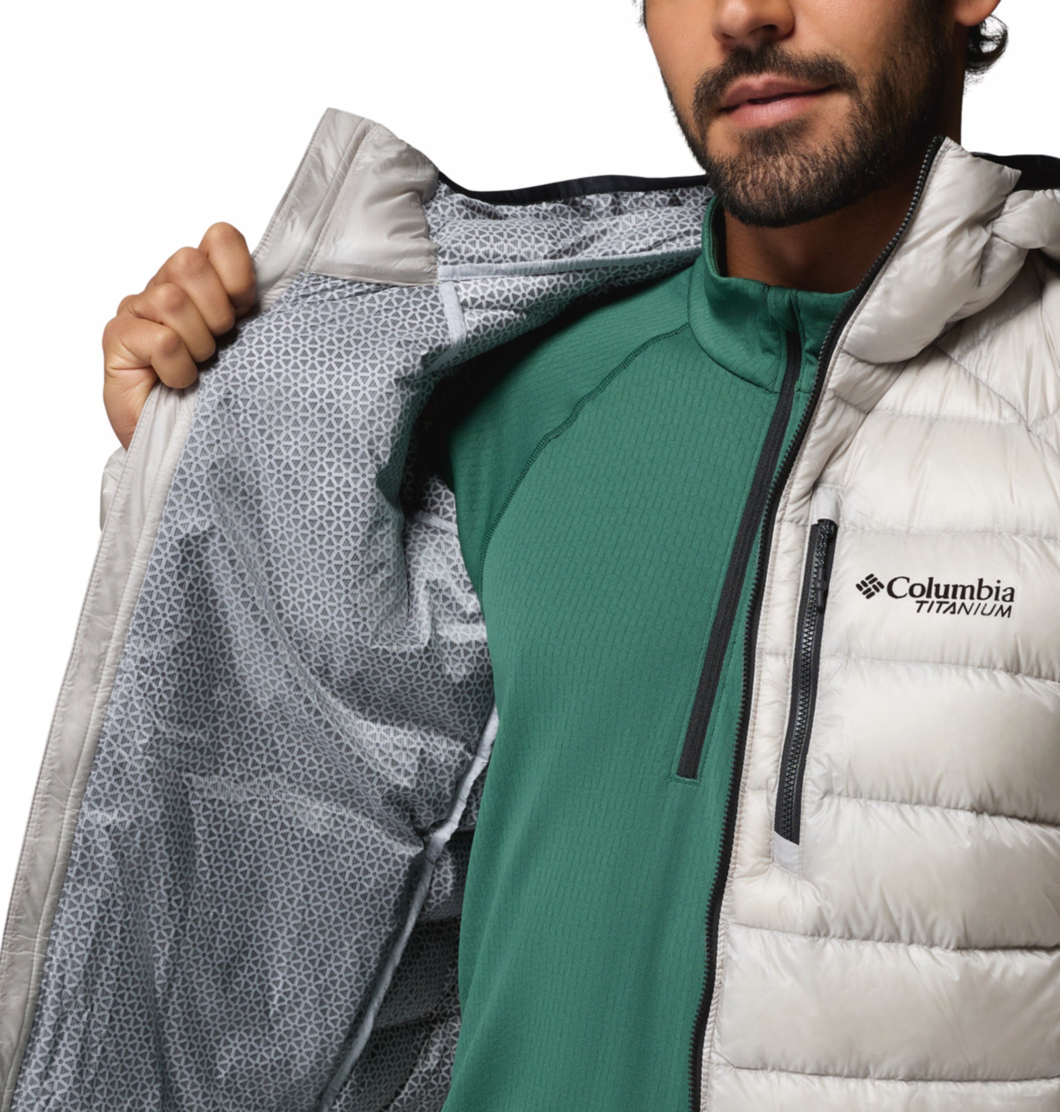 men grey omni heat arctic arctic crest down jacket
