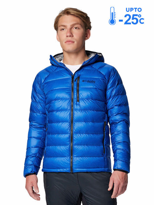 Columbia Men’s Arctic Crest Down Hooded Jacket Blue Winter Wear