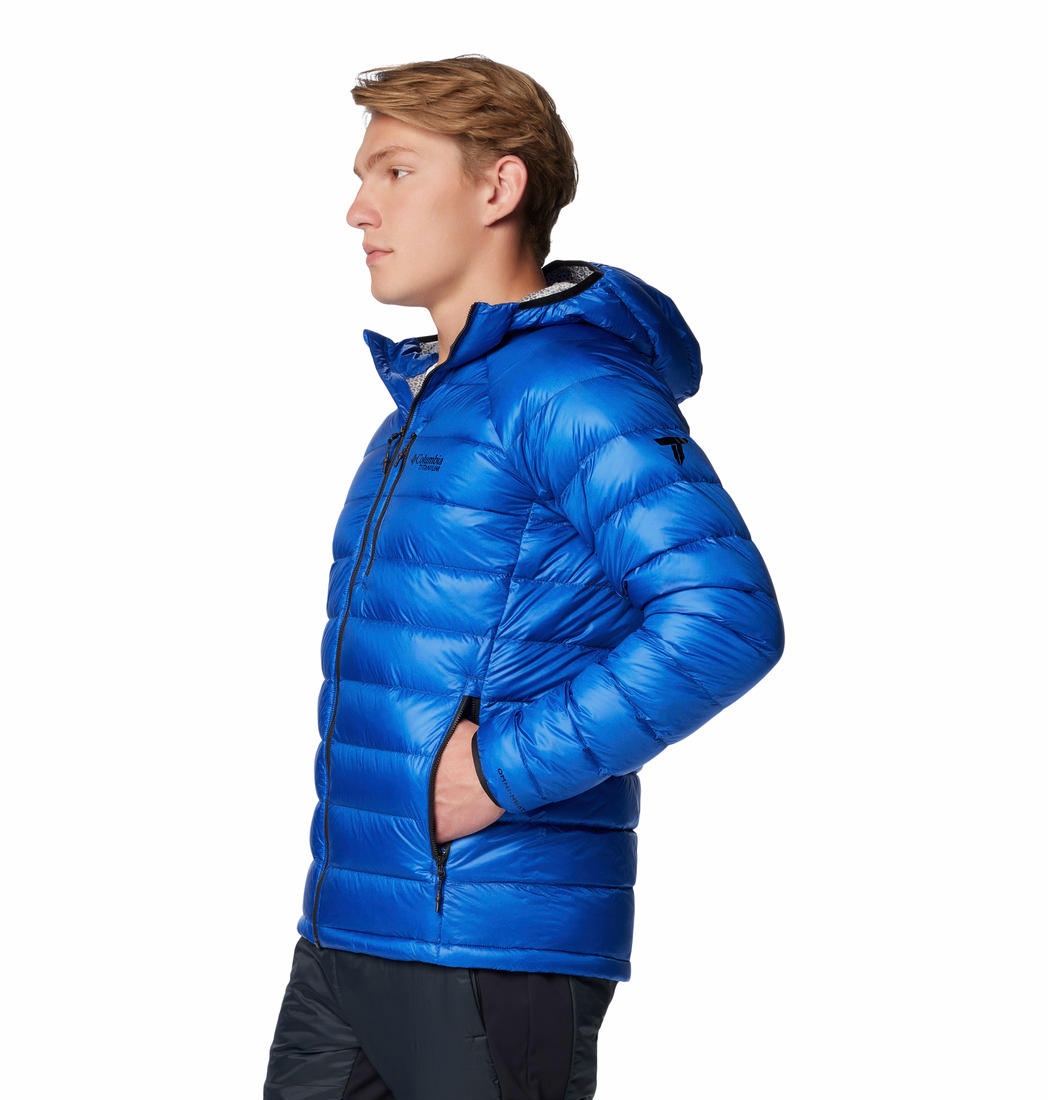 Columbia Mens Blue Arctic Crest Down Hooded Jacket
