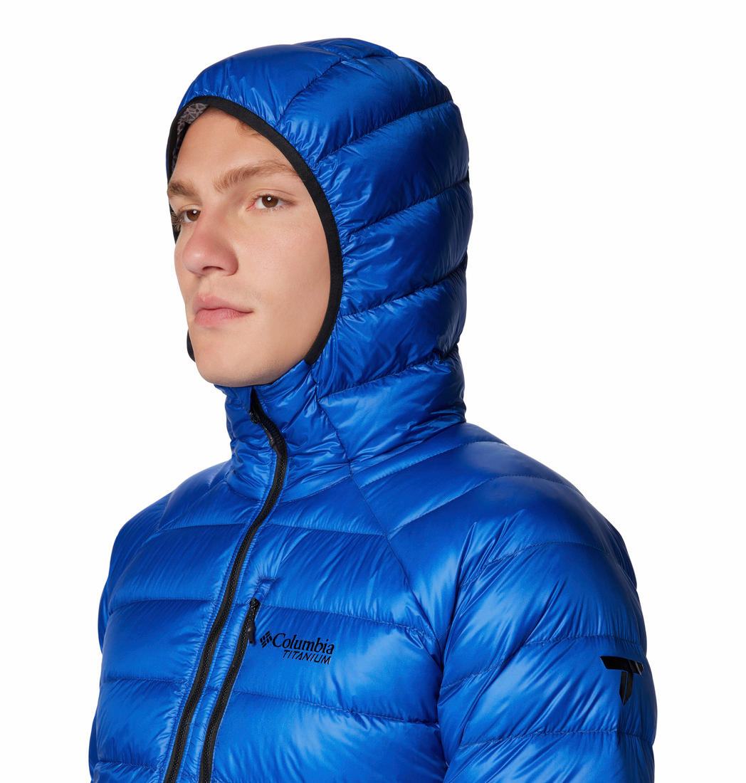 Columbia Mens Blue Arctic Crest Down Hooded Jacket