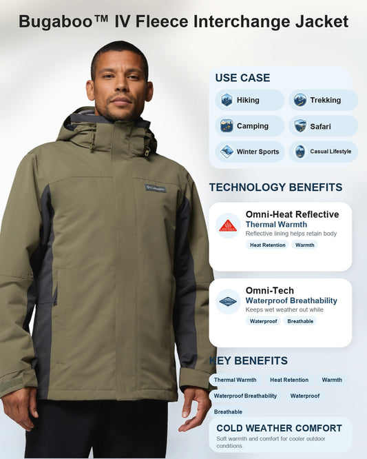 mens green omni heat reflective bugaboo iv interchangeable jacket