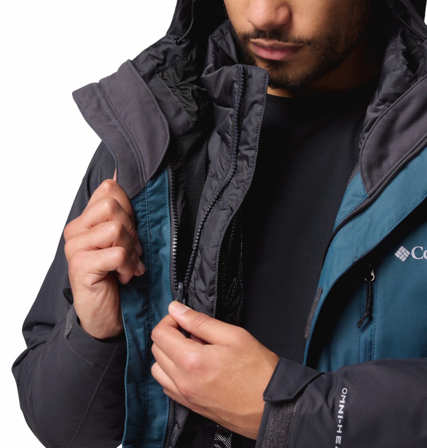 Columbia Men Teal OmniHeat Reflective Whirlibird V Interchangeable Jacket