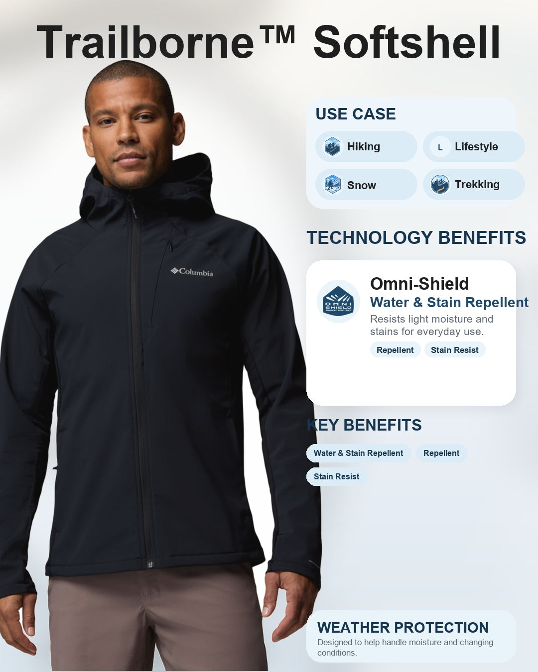 men black omni shield trailborne soft shell jacket