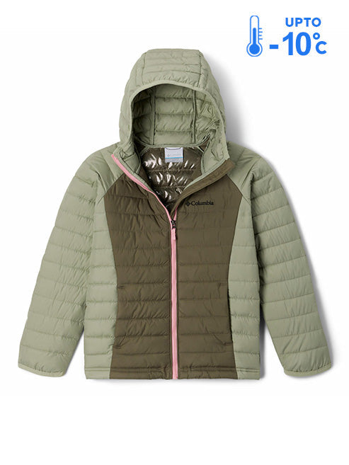 Columbia Kids Girls Green Omni-Heat Reflective Powder Lite Hooded Down Jacket
