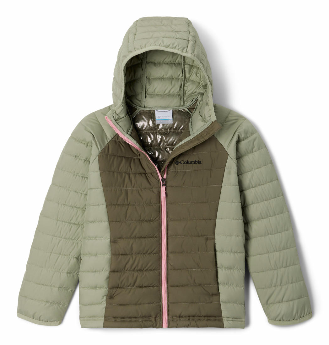 Columbia Kids Girls Olive Omni-Heat Reflective Powder Lite Hooded Jacket