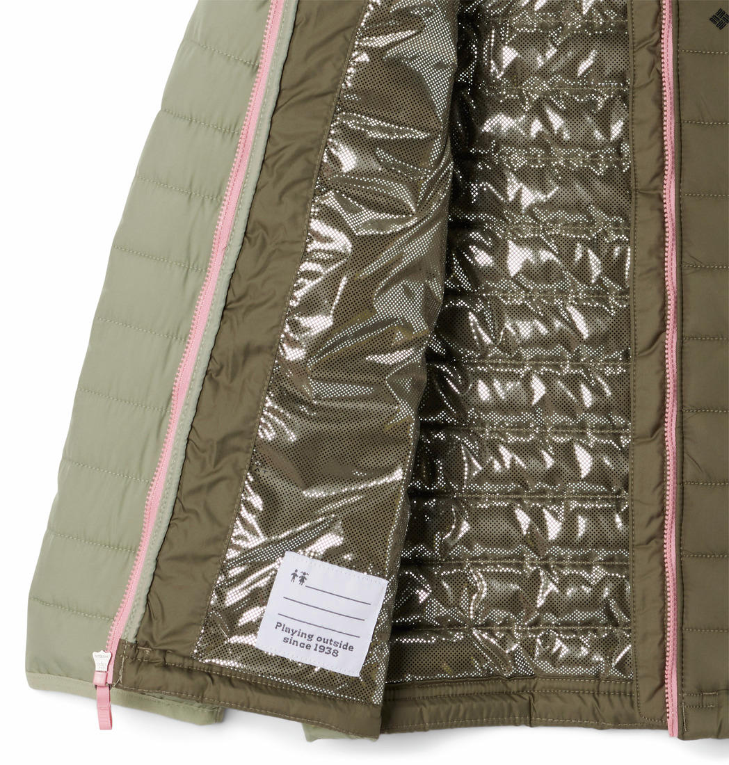Columbia Kids Girls Olive Omni-Heat Reflective Powder Lite Hooded Jacket