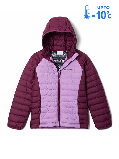 Columbia Kids Girls Purple Omni-Heat Reflective Powder Lite Hooded Down Jacket