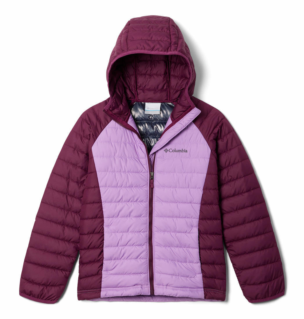 Columbia Kids Girls Purple Omni-Heat Reflective Powder Lite Hooded Jacket