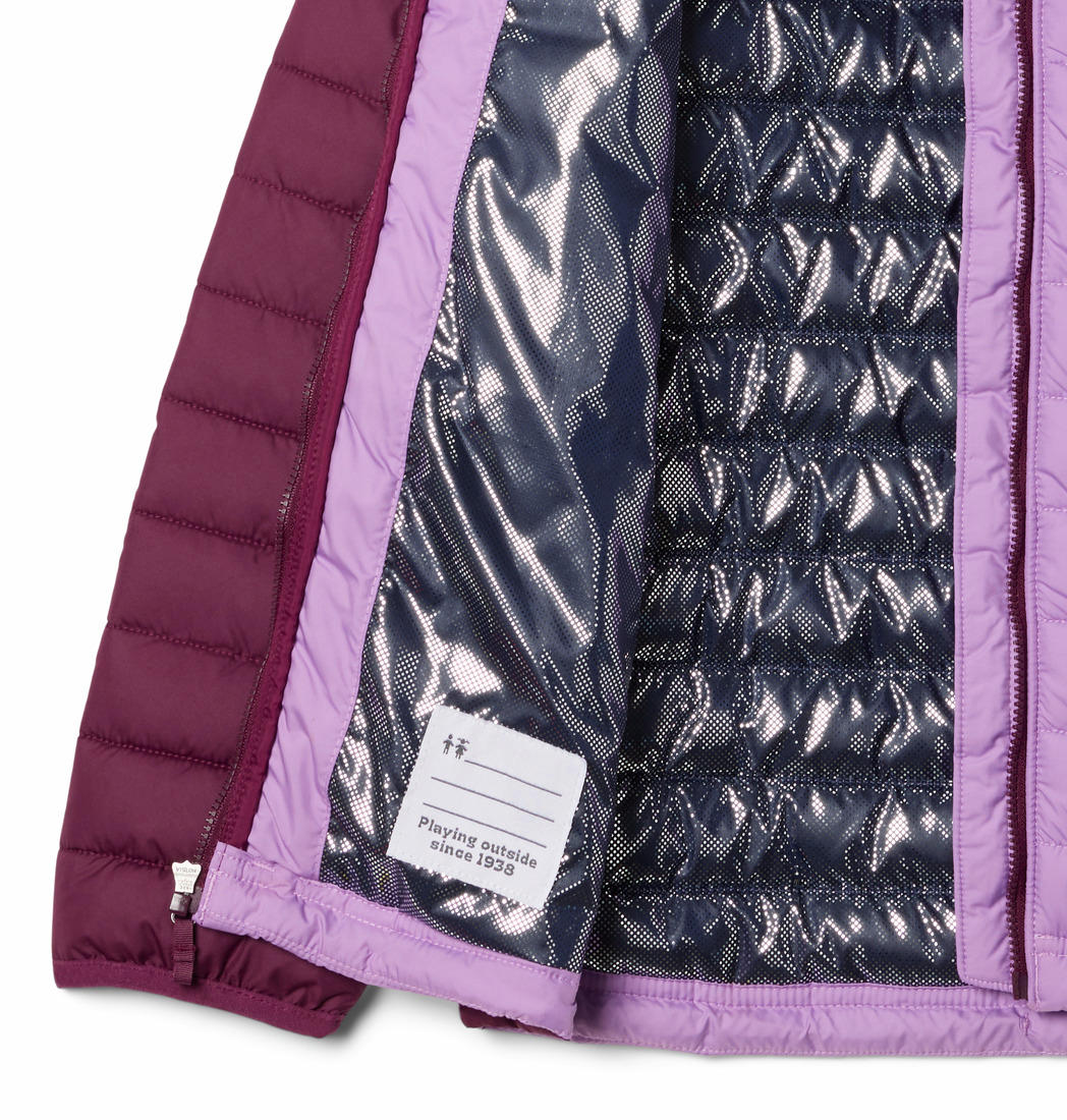 Columbia Kids Girls Purple Omni-Heat Reflective Powder Lite Hooded Jacket