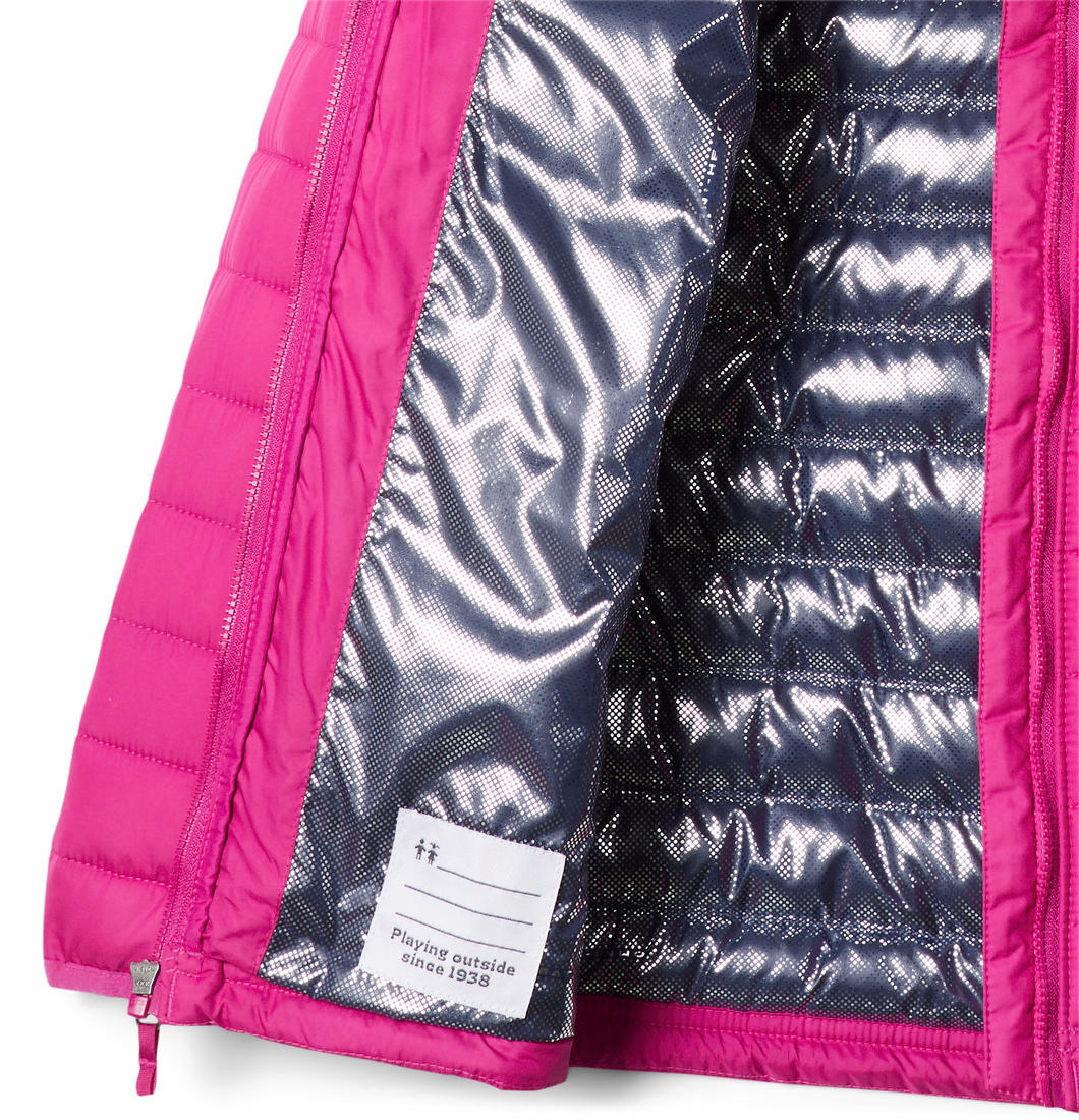 Columbia Kids Girls Pink Omni-Heat Reflective Powder Lite Hooded Jacket