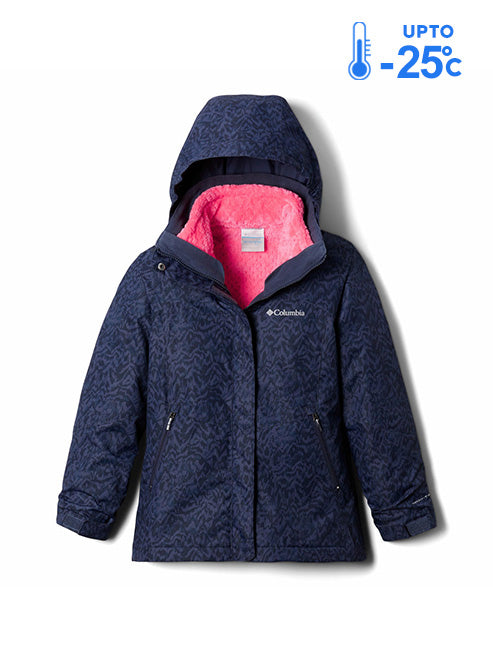 Columbia Kids Girls Navy Blue Omni-Heat Reflective Bugaboo II Fleece Hooded Jacket