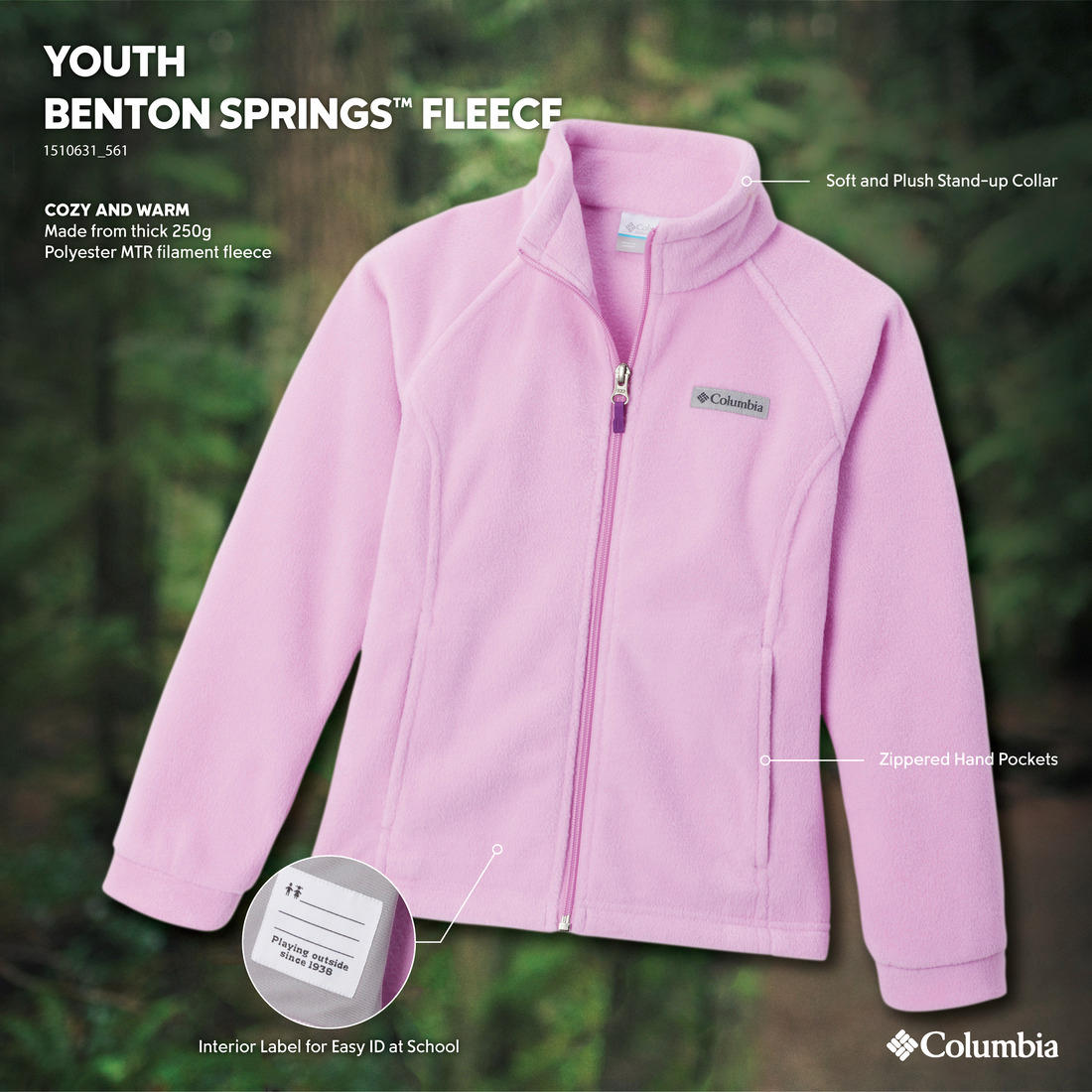 Columbia Kids Girls Purple Benton Springs Fleece Jacket