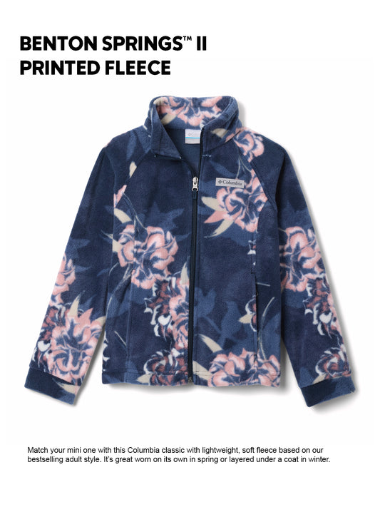 Columbia Kids Girls Navy Blue Benton Springs II Printed Fleece Jacket