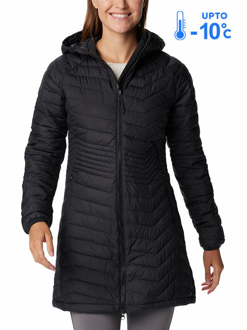 Columbia Women Black Omni-Heat Reflective Powder Lite Mid Hooded Down Jacket