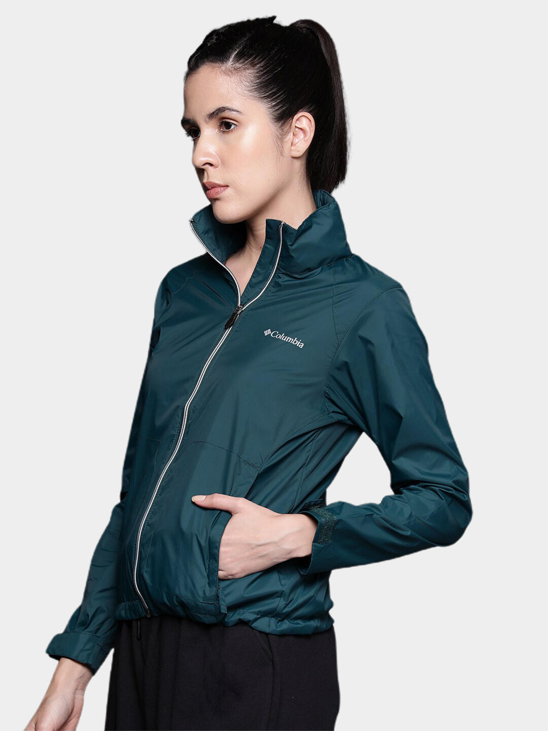 Columbia Women Navy Blue Switchback III Rain Jacket