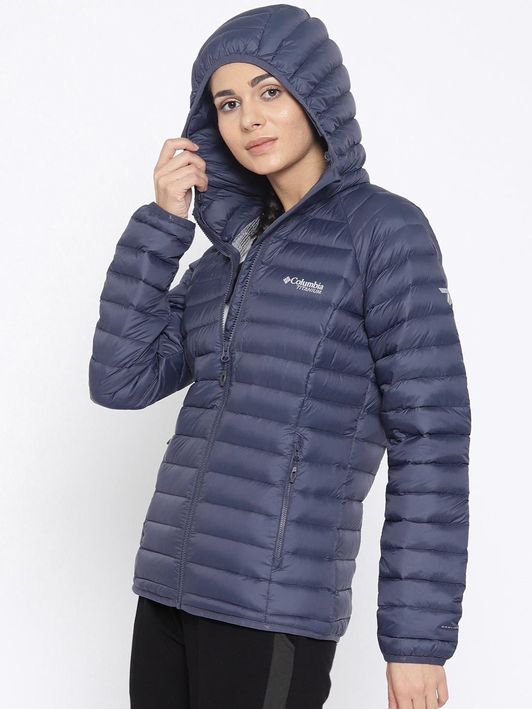 Columbia Women Navy Blue Omni-Heat 3D Alpha Trail Hooded Down Jacket