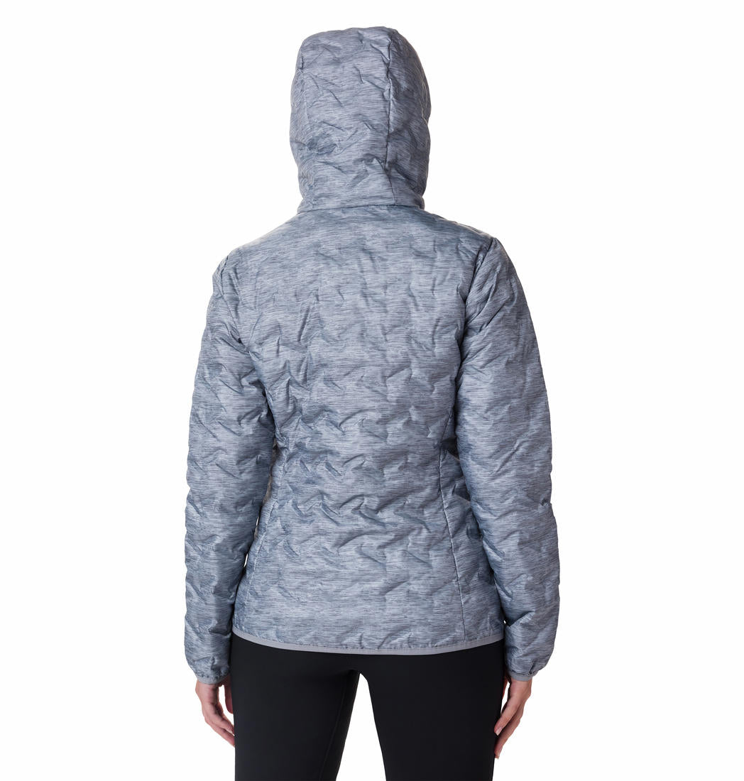 A Women Wearing Columbia Women Grey Delta Ridge Down Hooded Jacket