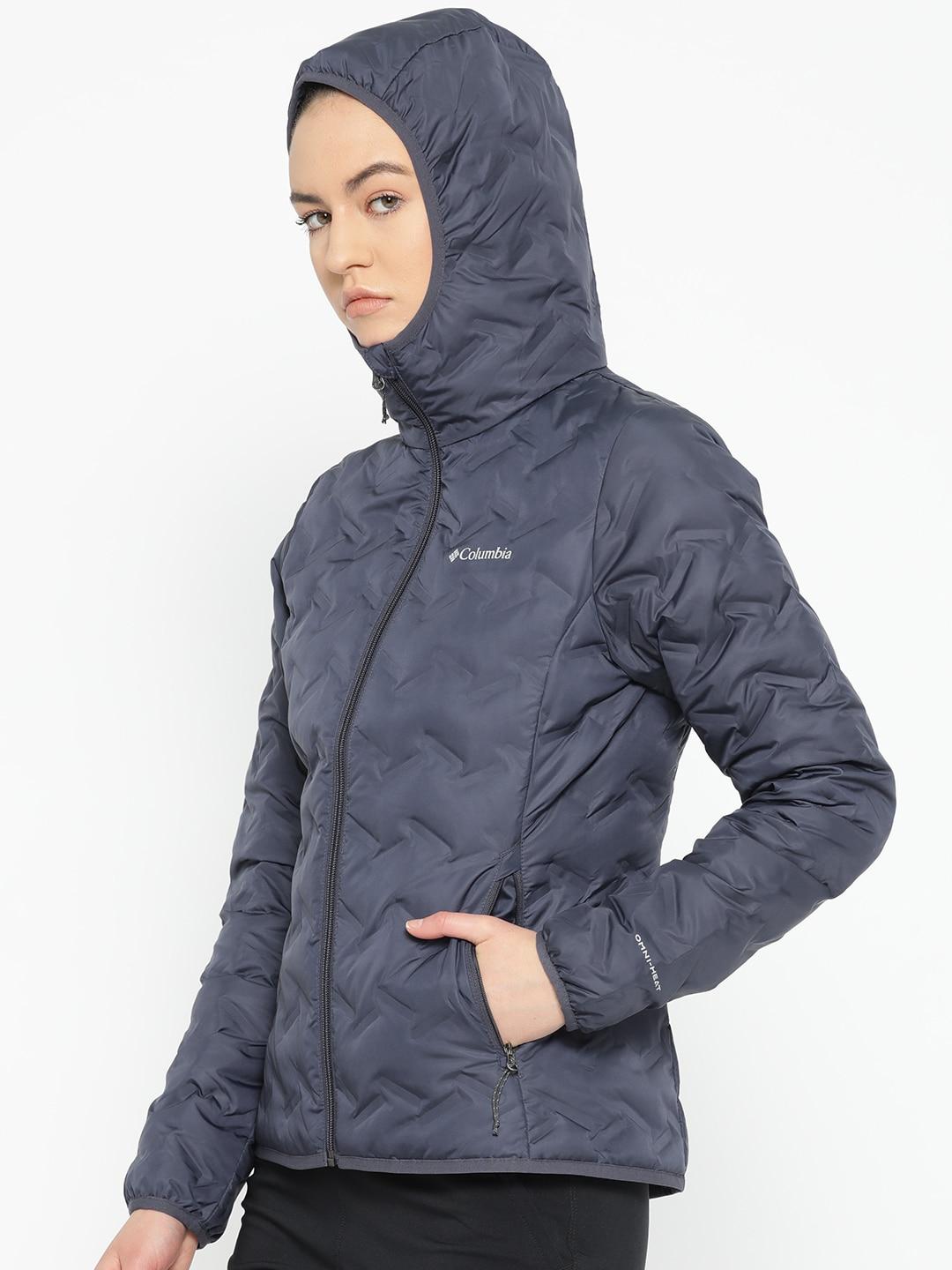 Columbia Women Navy Blue Omni-Heat Reflective Delta Ridge Hooded Down Jacket