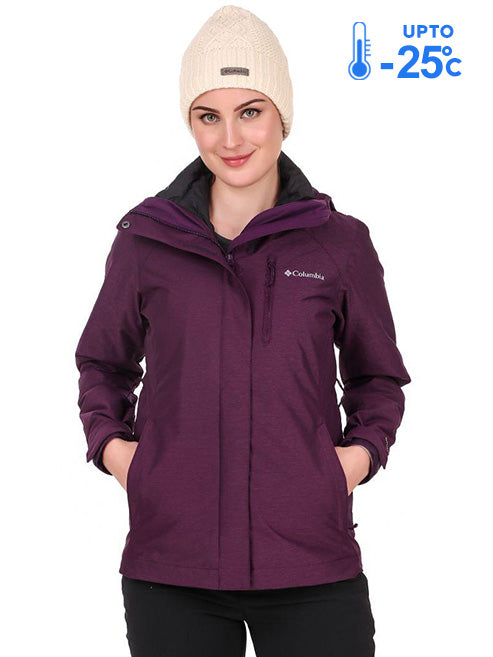 Columbia Women Maroon Omni-Heat Reflective Whirlibird IV Hooded Interchange Jacket