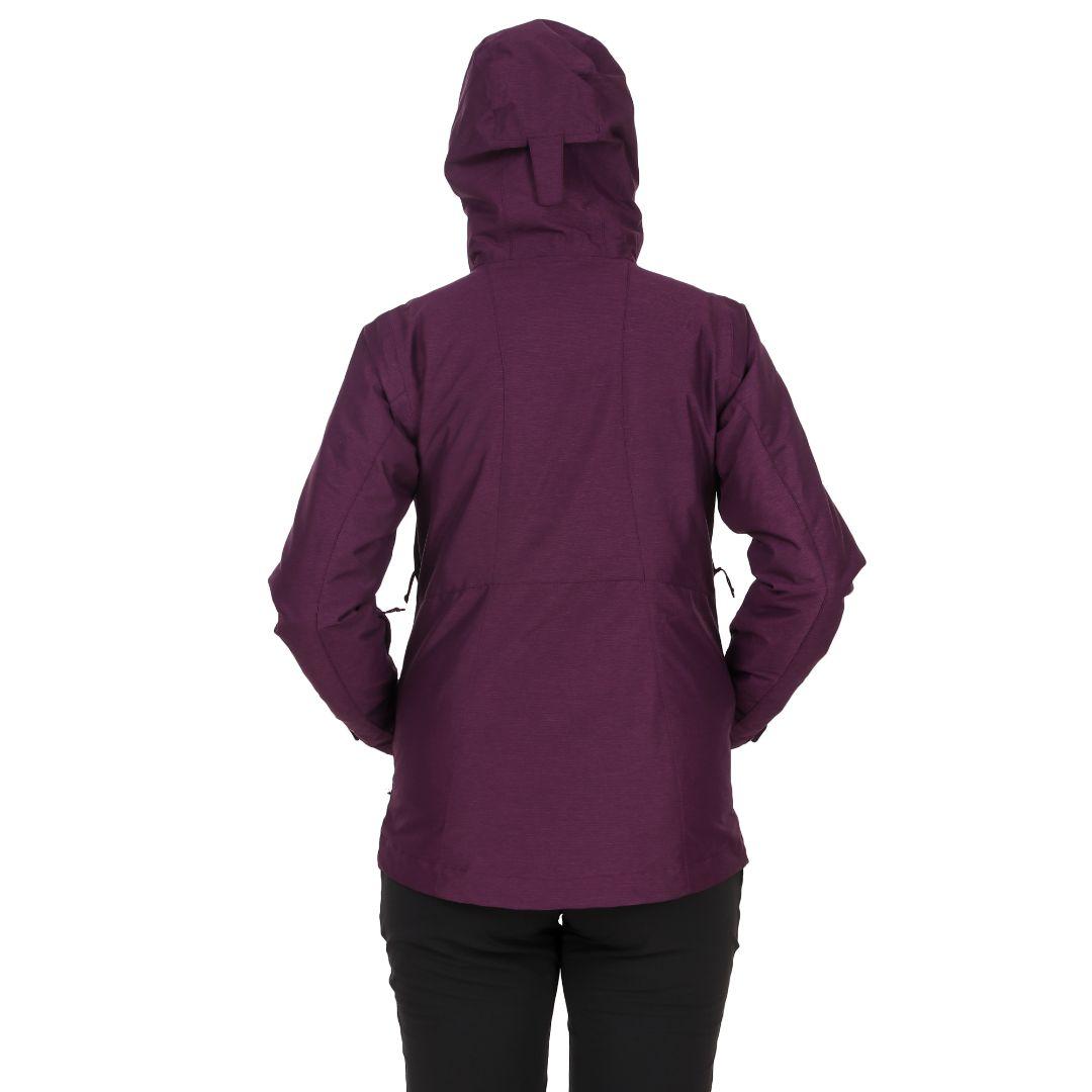A Women Wearing Columbia Women Maroon Whirlibird IV Interchange Jacket