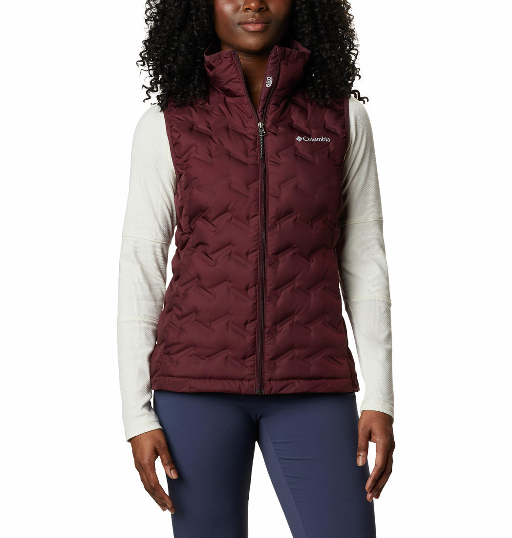 Columbia Women Maroon Delta Ridge Down Vest