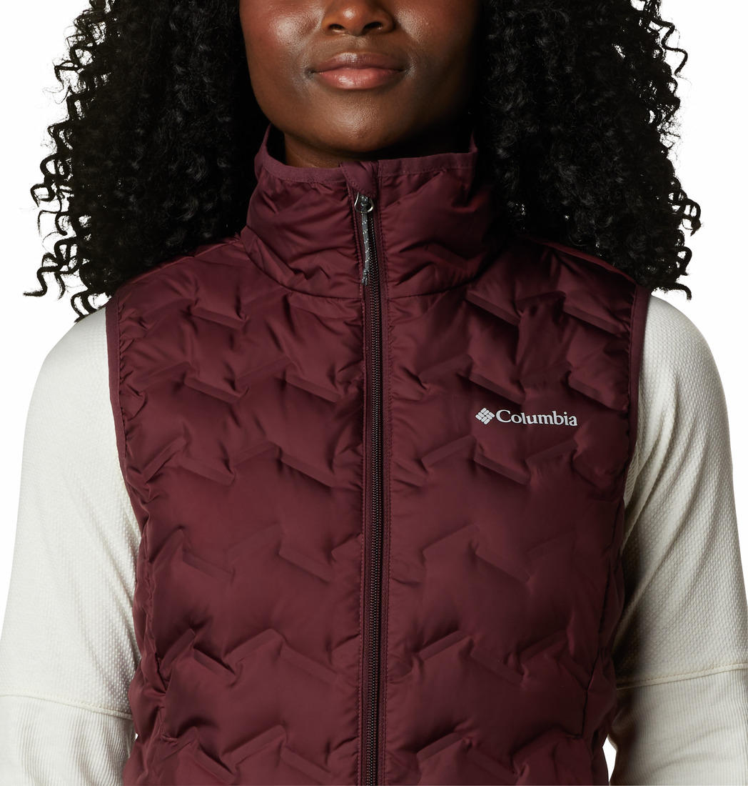 Columbia Women Maroon Delta Ridge Down Vest