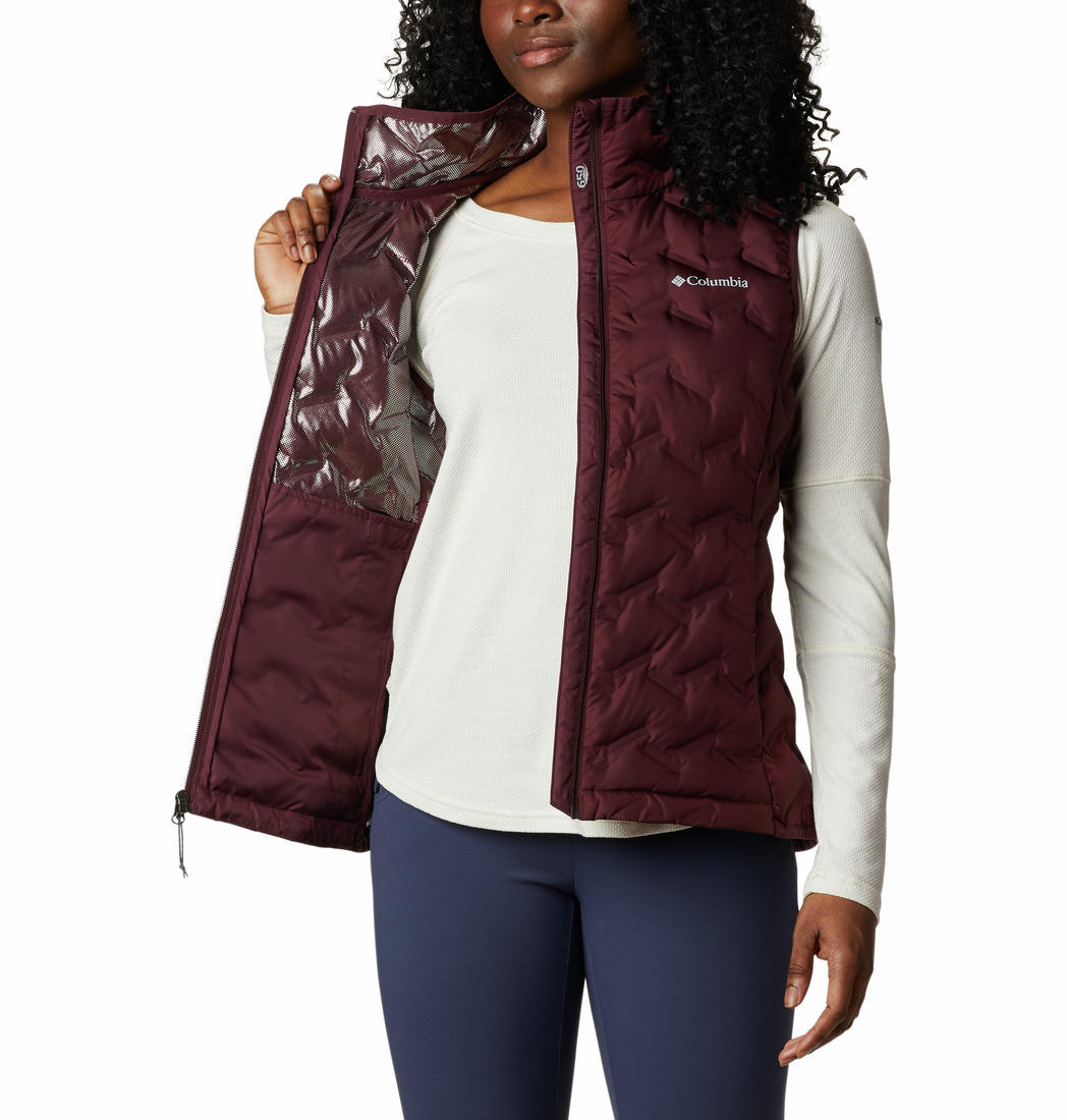 Columbia Women Maroon Delta Ridge Down Vest