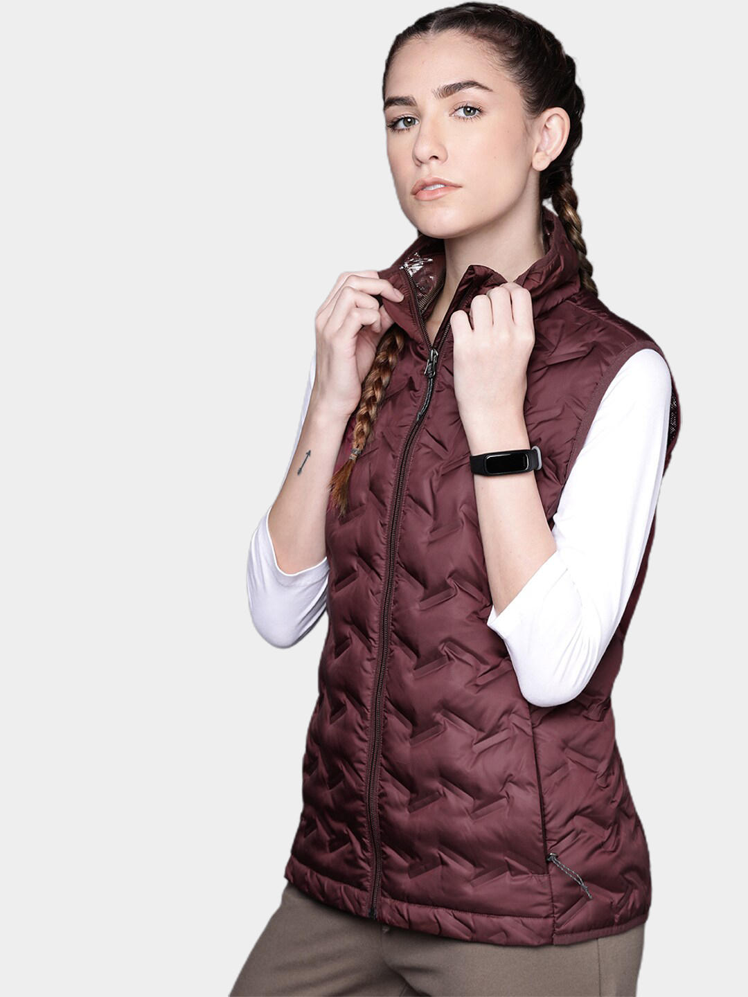 Columbia Women Maroon Delta Ridge Down Vest