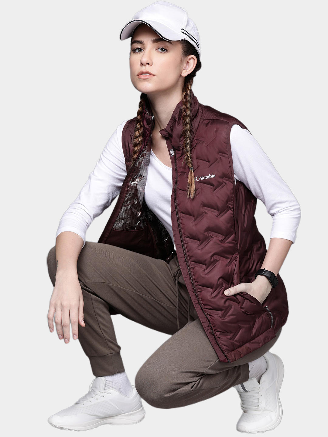 Columbia Women Maroon Delta Ridge Down Vest