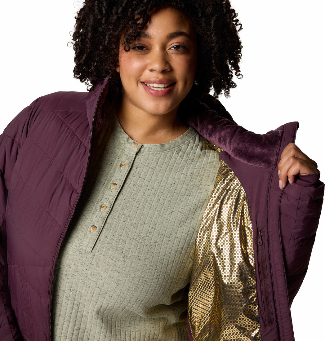 Columbia Women Red Omni-Heat Inifnity Joy Peak II Mid Hooded Down Jacket (Plus Size)