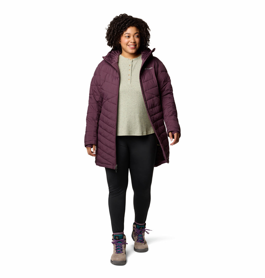 Columbia Women Red Omni-Heat Inifnity Joy Peak II Mid Hooded Down Jacket (Plus Size)
