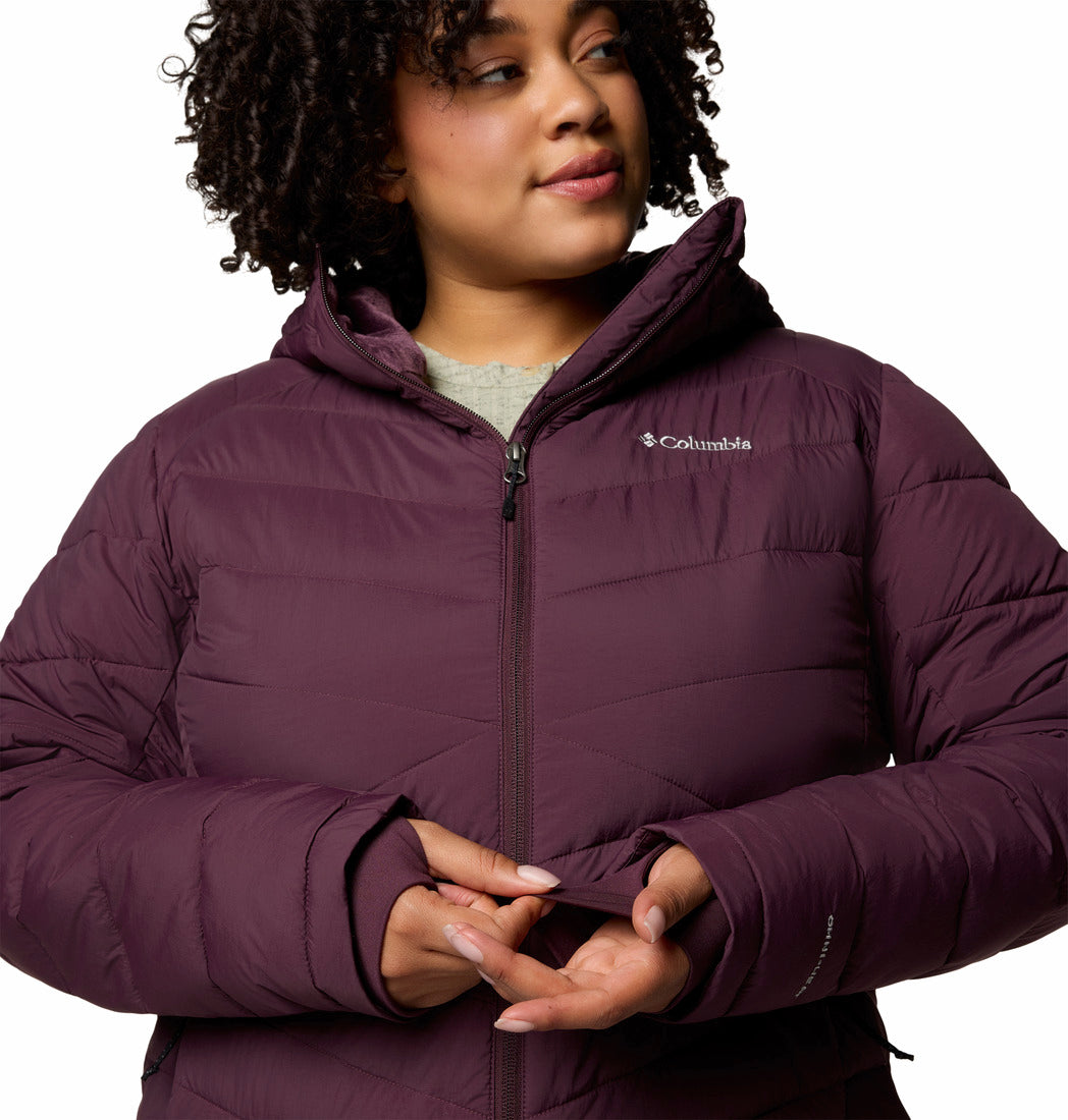 Columbia Women Red Omni-Heat Inifnity Joy Peak II Mid Hooded Down Jacket (Plus Size)