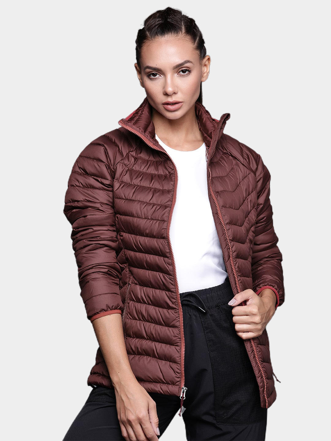 Columbia Women Maroon Powder Lite Jacket