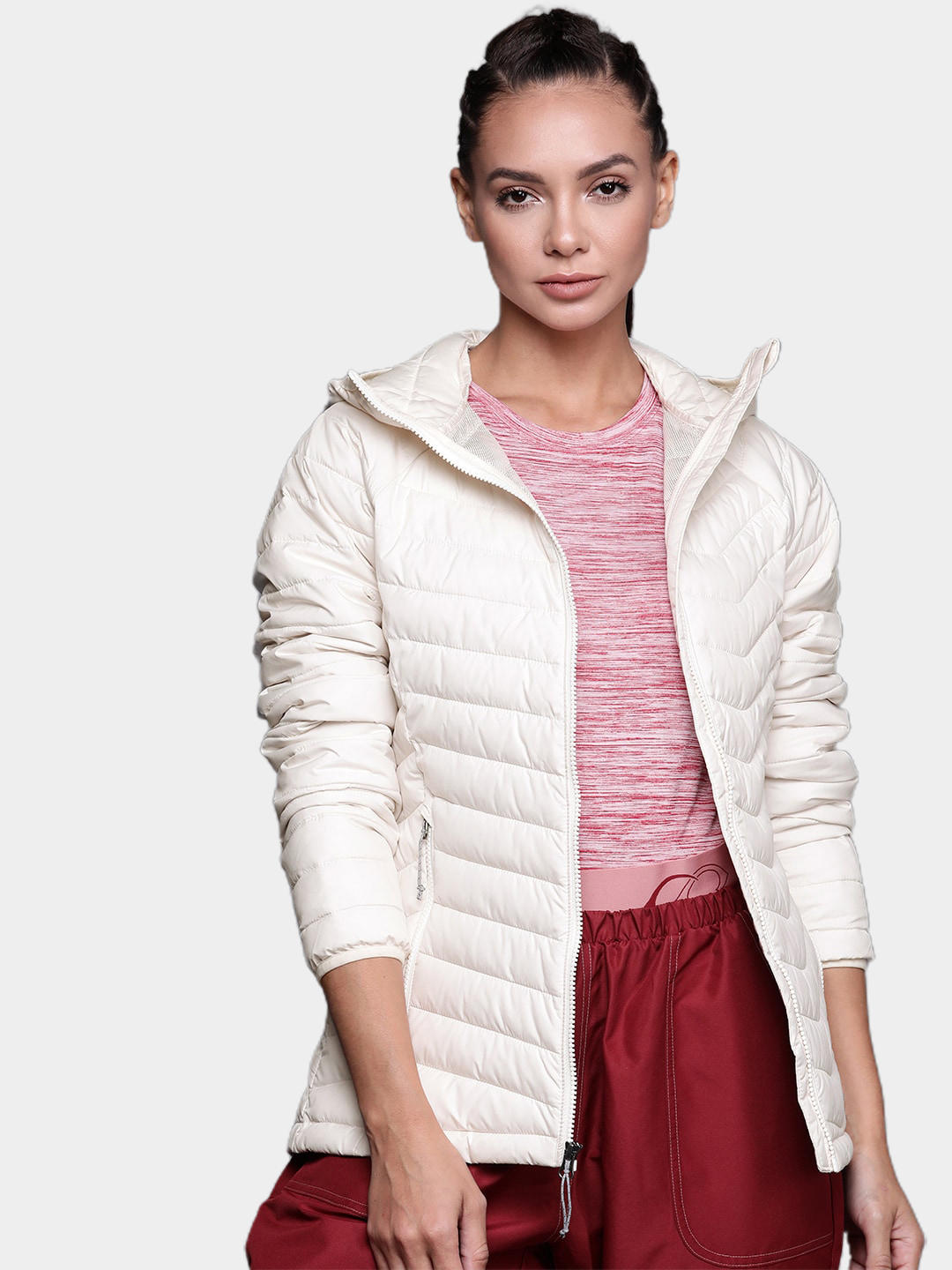 Columbia Women White Powder Lite Hooded Jacket