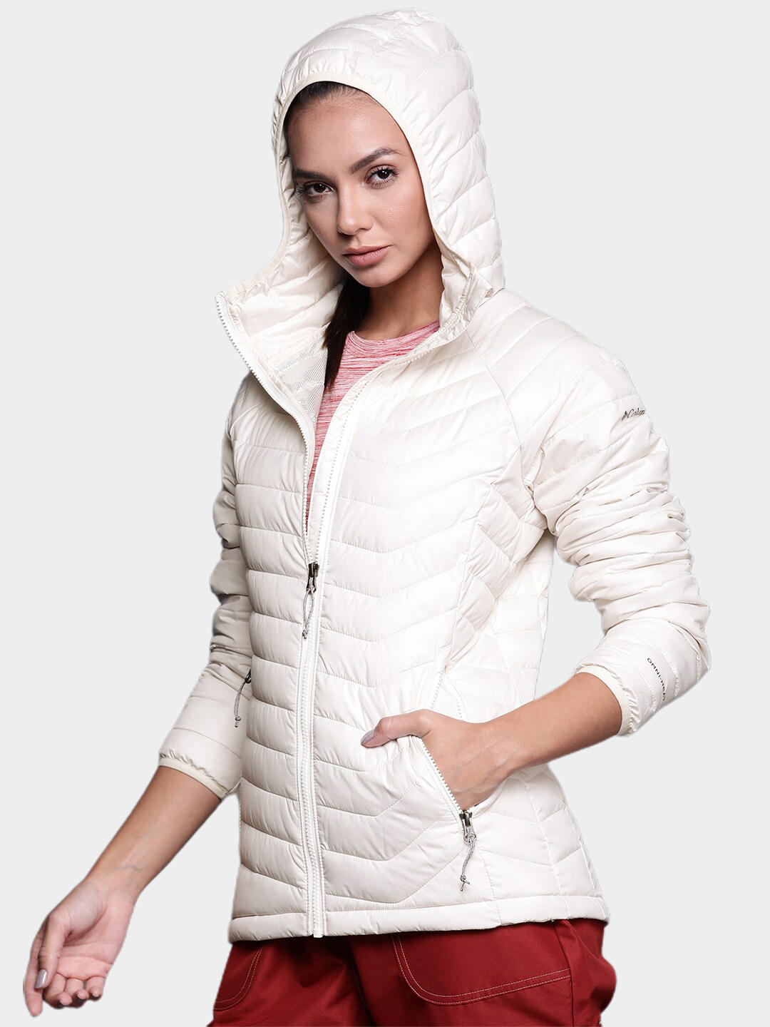 Columbia Women White Powder Lite Hooded Jacket