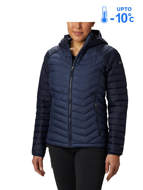Columbia Women Navy Blue Omni-Heat Reflective Powder Lite Hooded Down Jacket