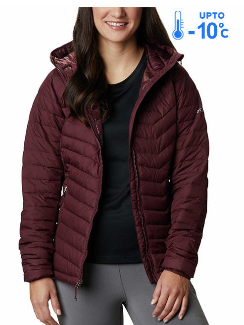 Columbia Women Maroon Powder Lite Hooded Jacket