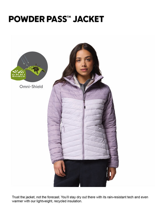 Columbia Women Purple Omni-Shield Powder Pass Down Jacket