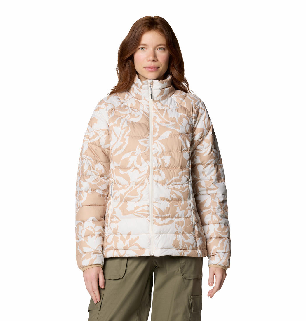 Columbia Womens Brown Powder Lite II Printed Full Zip Jacket