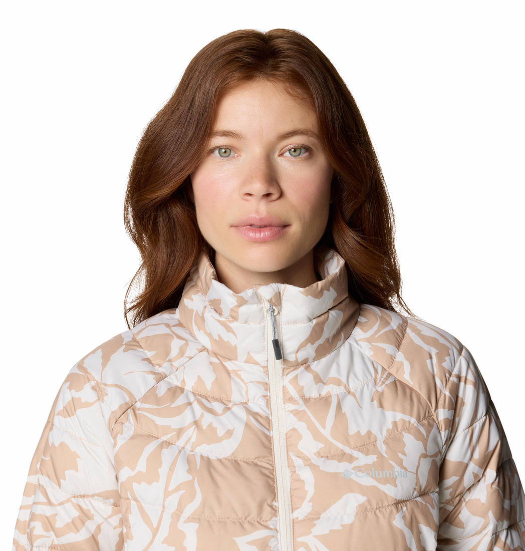 Columbia Womens Brown Powder Lite II Printed Full Zip Jacket