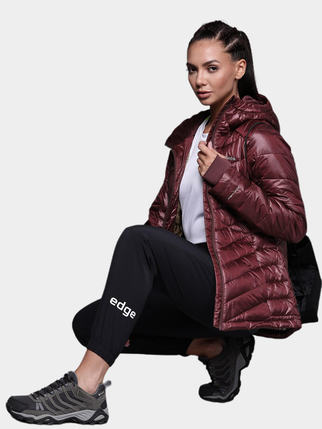 Columbia Women Maroon Joy Peak Hooded Jacket