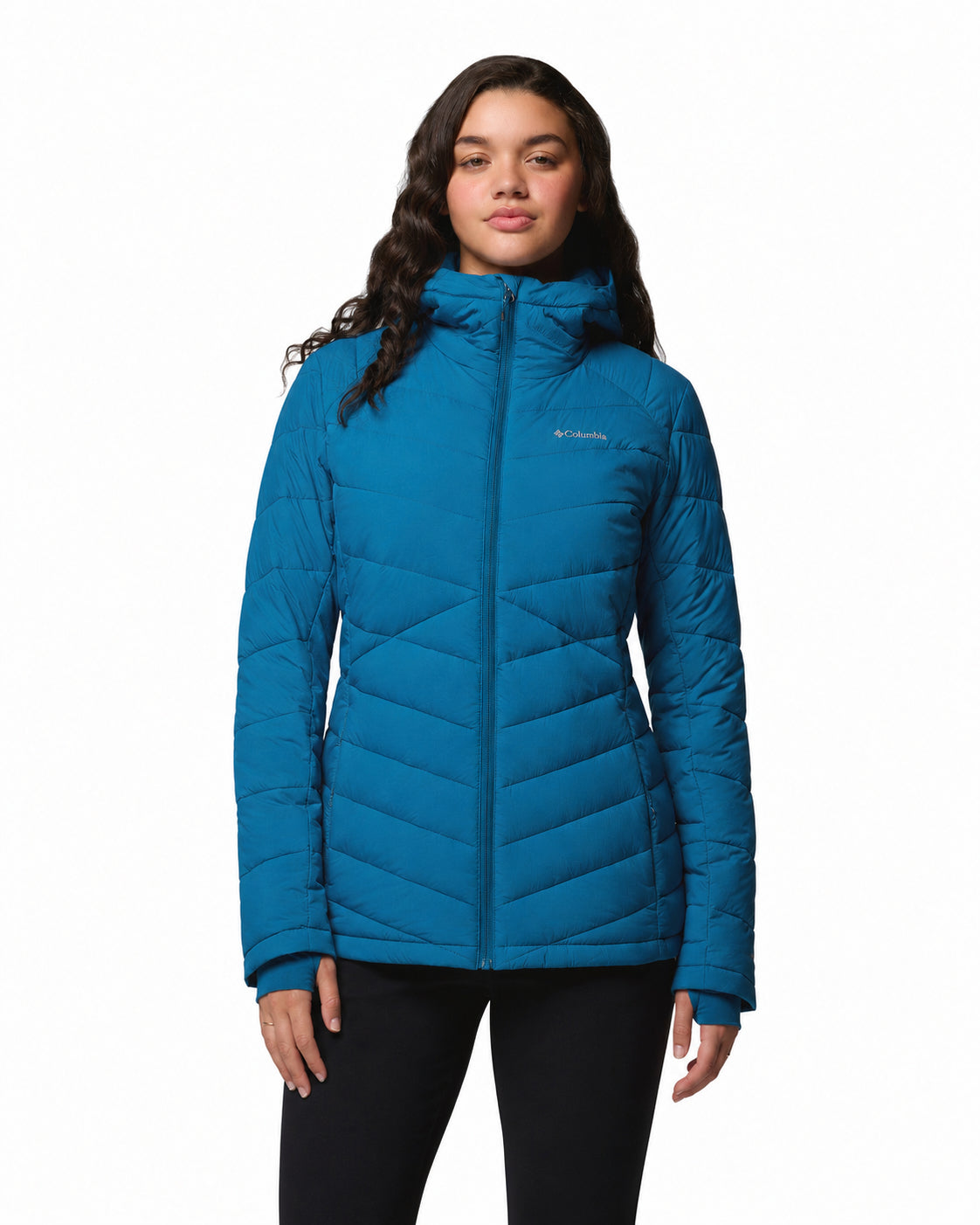 women blue omni heat infinity joy peak ii down jacket