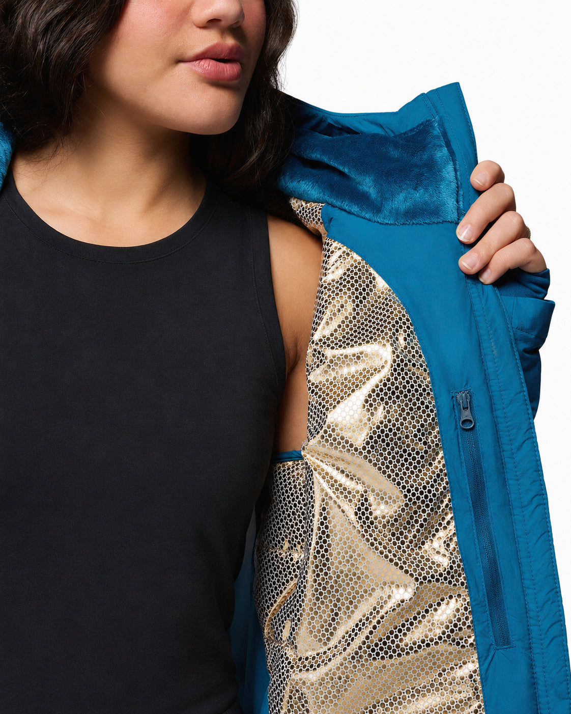 women blue omni heat infinity joy peak ii down jacket